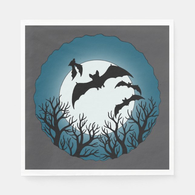 Bats and Trees Against the Moon Napkin (Front)