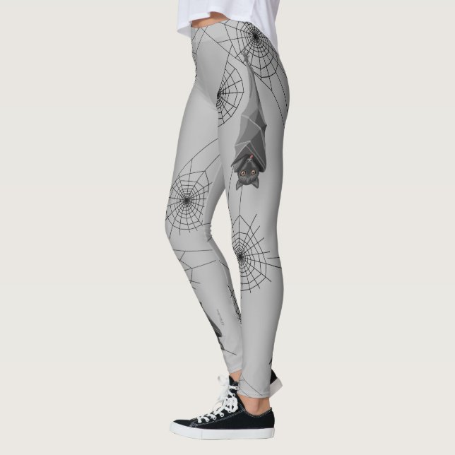 Bats and webs! Fruit Bat! Bat Lover! Halloween Leggings (Left)