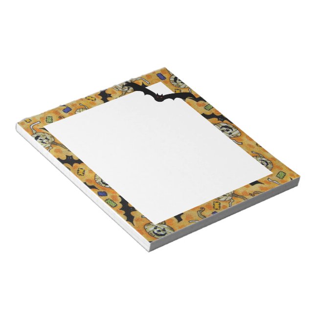 Bats and Zombie Jack-O-Lanterns Notepad (Angled)