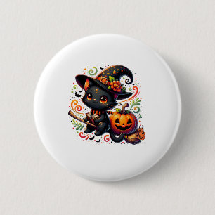 Bats Black Cat Witch Hat Wand Pumpkin Cute Hallowe 6 Cm Round Badge