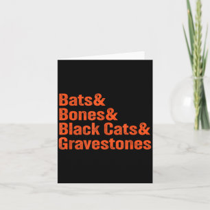 Bats Bones Black Cats Gravestones Halloween List Card