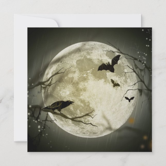 Bats By the Moon on Halloween Card (Front)