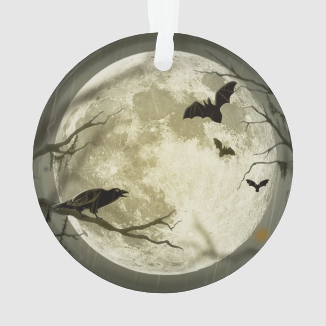 Bats By the Moon on Halloween Ornament (Back)
