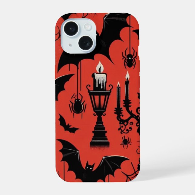 Bats & Candles iPhone 15 Case (Back)