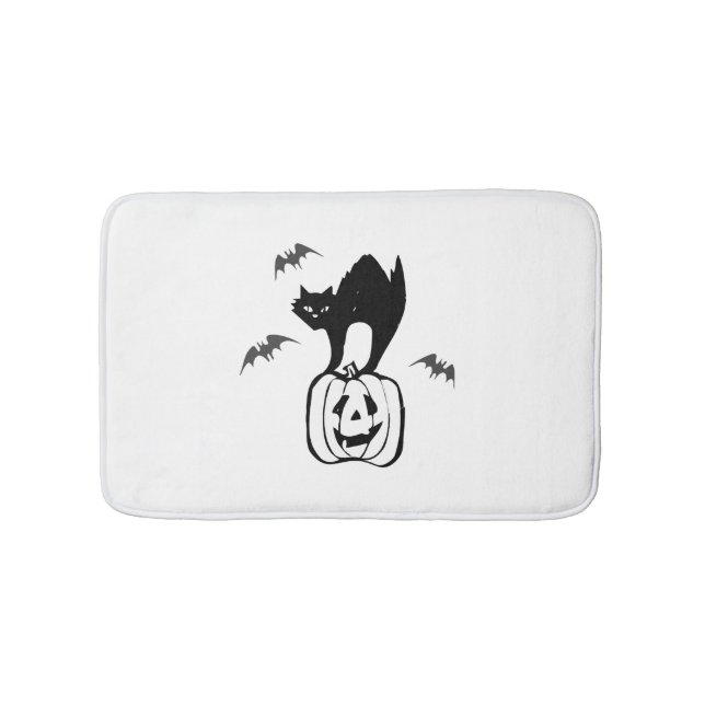 bats cat pumpkin halloween bath mat (Front)