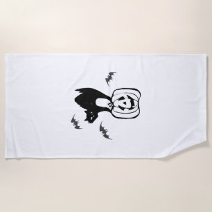 bats cat pumpkin halloween beach towel