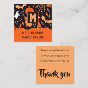 BATS CATS AND GHOSTS HALLOWEEN  SQUARE BUSINESS CARD