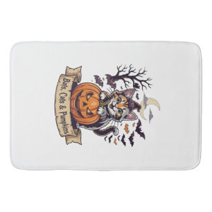 Bats Cats Pumpkins Halloween Witch Cat Spooky Tree Bath Mat