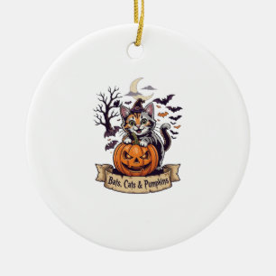Bats Cats Pumpkins Halloween Witch Cat Spooky Tree Ceramic Tree Decoration