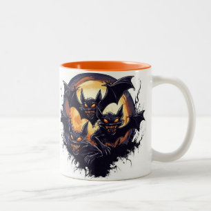 bats coming out from a cave Two-Tone coffee mug