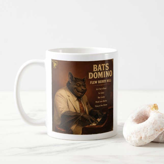 Bats Domino Album: a Parody Coffee Mug (With Donut)