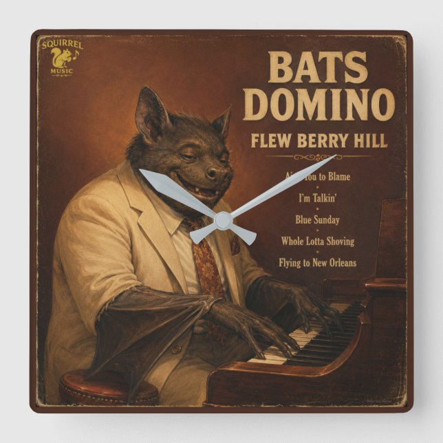 Bats Domino Album: a Parody Square Wall Clock (Front)