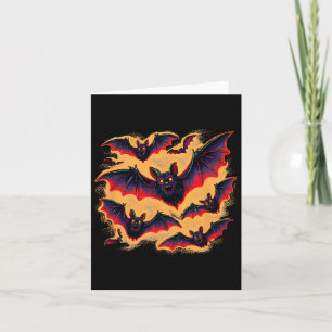 Bats Flying Halloween Creepy Night Fall Fun Tee Card