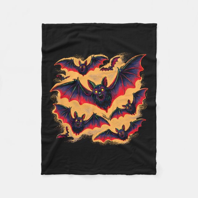 Bats Flying Halloween Creepy Night Fall Fun Tee  Fleece Blanket (Front)