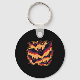Bats Flying Halloween Creepy Night Fall Fun Tee Key Ring