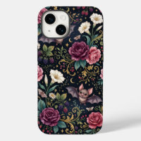 Bats Flying Through Roses Gothic iPhone 15 Case