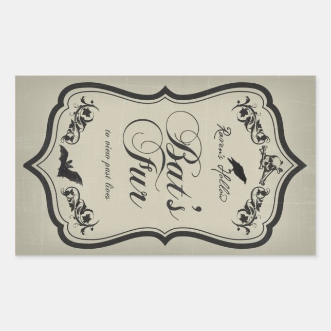 Bat's Fur Halloween Jar Sticker Label (Front)