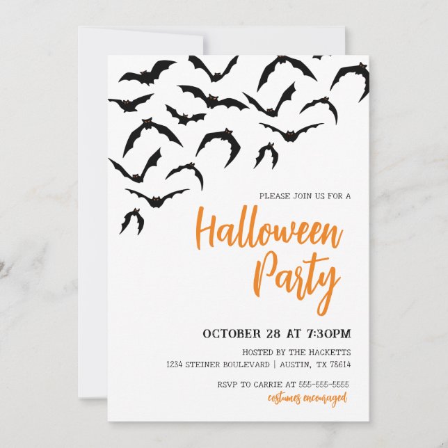 Bats Halloween Party Invitation (Front)