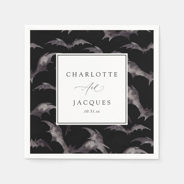 Bats Halloween Wedding Napkin (Front)