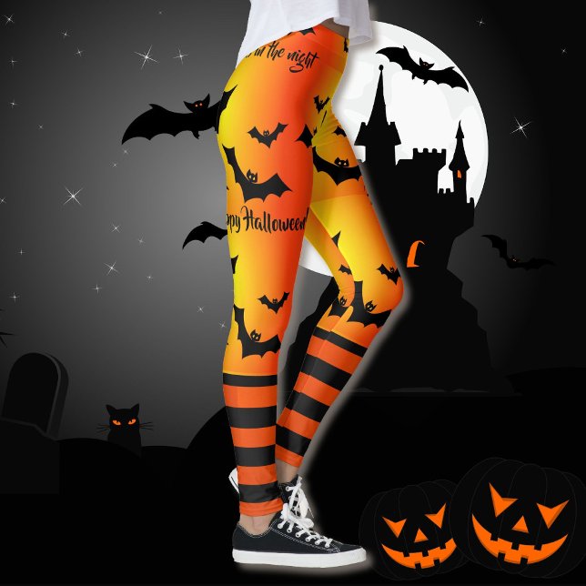 Bats Happy Halloween Leggings Yoga Pants (Creator Uploaded)