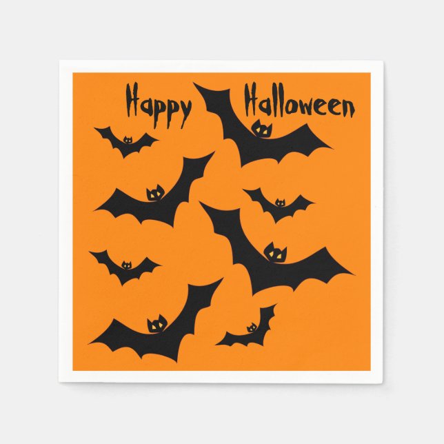 Bats Happy Halloween Party Napkin (Front)