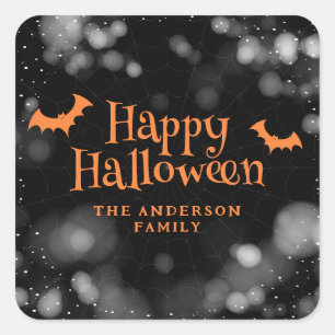 Bats Happy Halloween Square Sticker