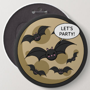 Bats Having Party on Full Moon 6 Cm Round Badge