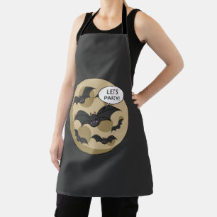 Bats Having Party on Full Moon Apron