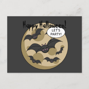 Bats Having Party on Full Moon Holiday Postcard