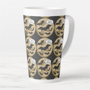 Bats Having Party on Full Moon Latte Mug
