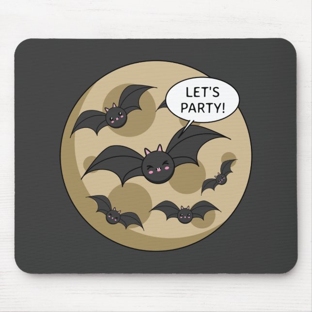 Bats Having Party on Full Moon Mouse Mat (Front)