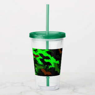 Bats In Flight Green Acrylic Tumbler