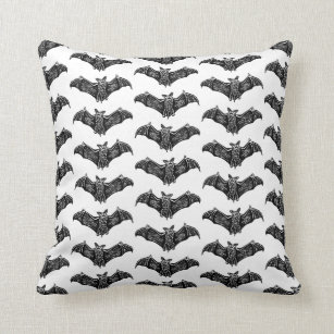 Bats in Flight in Black and White Cushion