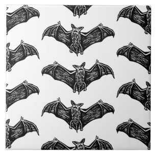 Bats in Flight in Black and White Tile