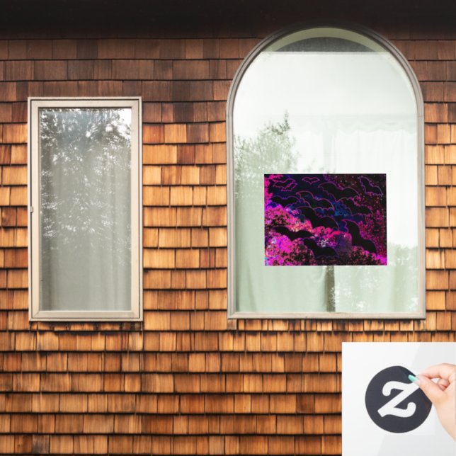 Bats In Flight Neon Pink  Window Cling (Home Window)