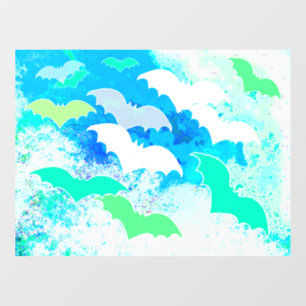 Bats In Flight Pastel Blue Window Cling