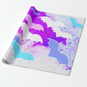 Bats In Flight Pastel Purple Wrapping Paper