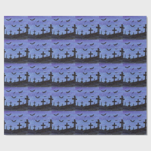 Bats in the Graveyard Wrapping Paper (Flat)