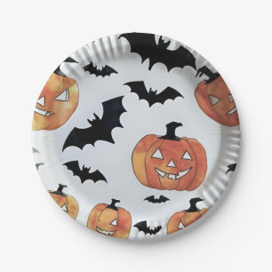 Bats & Jack-O-Lanterns Halloween Party Paper Plate