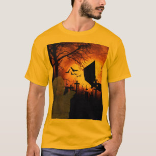 Bats,Moon and Mummy Halloween design T-Shirt