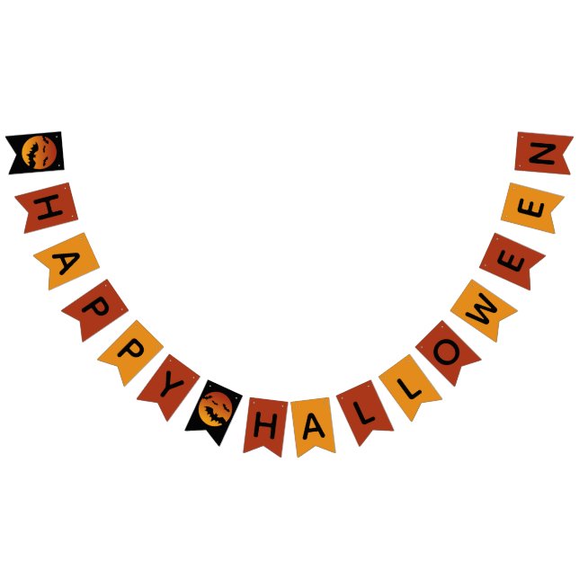 Bats Moon Happy Halloween bunting banner (All)