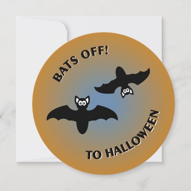 Bats Off To Halloween Blue Orange Party Invitation (Front)