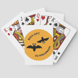 Bats Off To Halloween Orange Circle Playing Cards