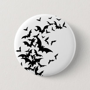 Bats on White 6 Cm Round Badge