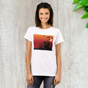 Bats Over Haunted House T-Shirt