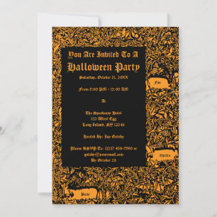 Bats Owls Halloween Party Invitation Template