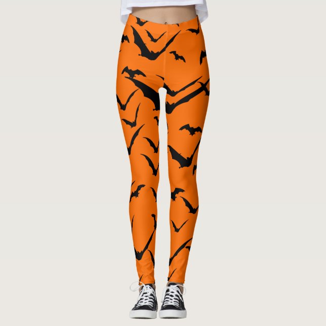 BATS PATTERN HALLOWEEN SEAMLESS   LEGGINGS (Front)