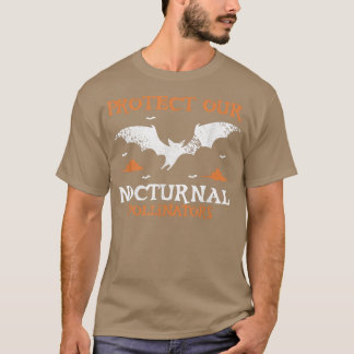 Bats Protect Our Nocturnal Pollinators Bat Hallowe T-Shirt
