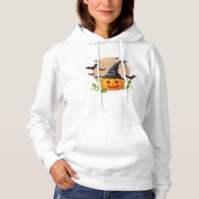 Bats Pumpkin and Moon Hoodie (Front)