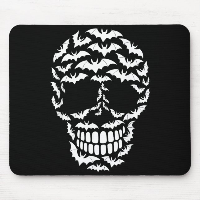 Bats Skull Silhouette Funny Halloween Costume Mouse Mat (Front)